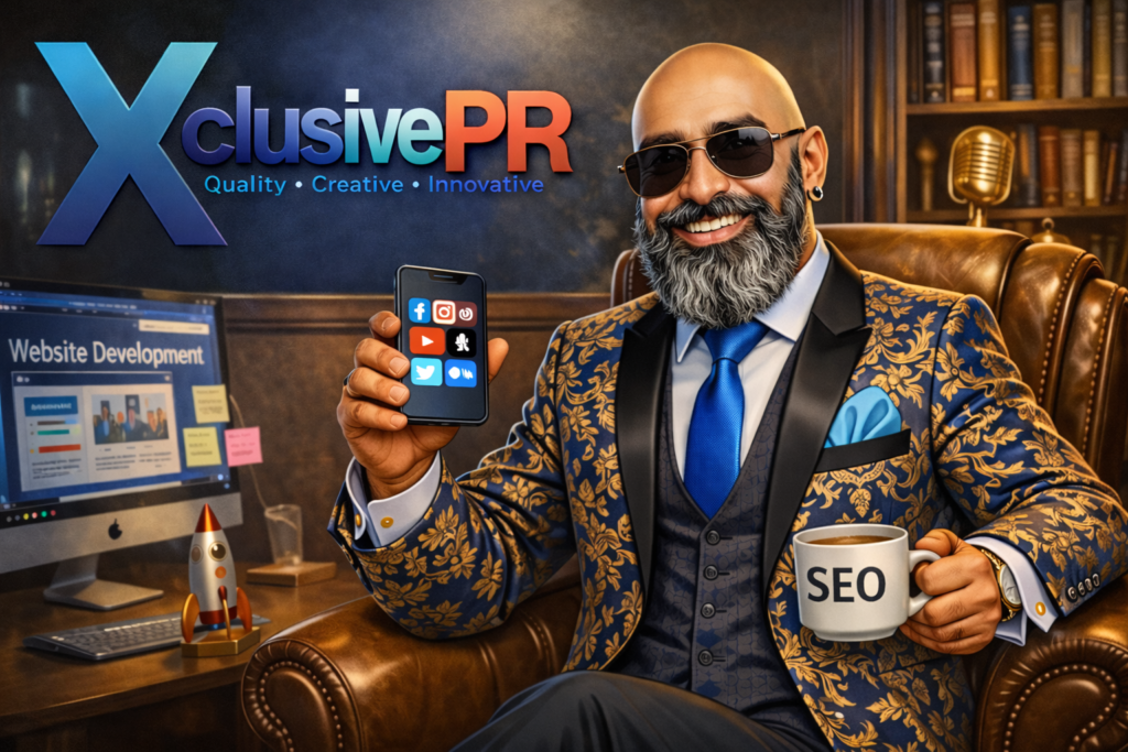 Best PR agency in London XclusivePR branding and digital marketing illustration